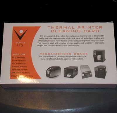 Thermal Receipt Printer Cleaning Cards Box of 25