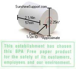 Thermal 2 1/4 (57mm) x 150' BPA Free Paper 50 Rolls