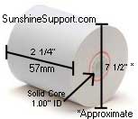 Receipt Paper Rolls Thermal 2 1/4 (57mm) x 1140' Paper 10 Rolls 820-0018-00